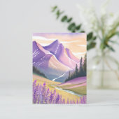 Lente Lavendel | Glacier National Park Watercolor Briefkaart (Staand voorkant)