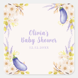 Lente Lavendel Madeliefje Bloemig Aubergine Baby S Vierkante Sticker