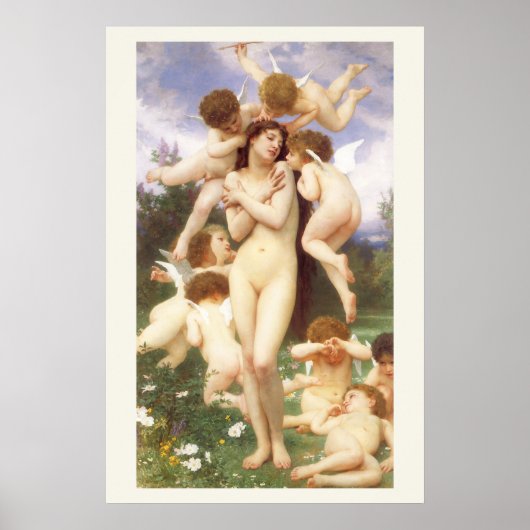 Lente (Le Printemps) door Bouguereau Poster (Voorkant)