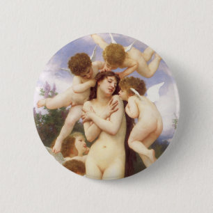 Lente (Le Printemps) door Bouguereau Ronde Button 5,7 Cm