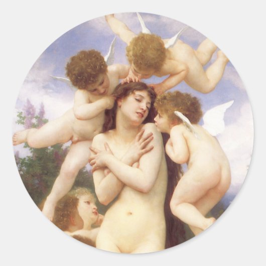 Lente (Le Printemps) door Bouguereau Ronde Sticker (Voorkant)