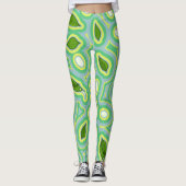 Lente Lelie Patroon in Hemelsblauw, Boter Geel en Leggings (Voorkant)