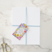 Lente Levendige Waterverf Bloemen Bruiloft Cadeaulabel (Met Touw)