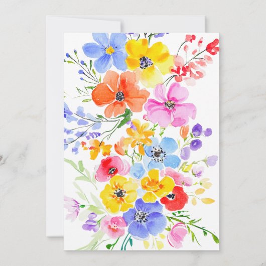 Lente Levendige Waterverf Bloemen Bruiloft Save The Date (Achterkant)