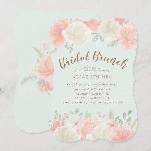 Lente Licht Bloemen Bruids Brunch Uitnodiging (Voorkant / Achterkant)