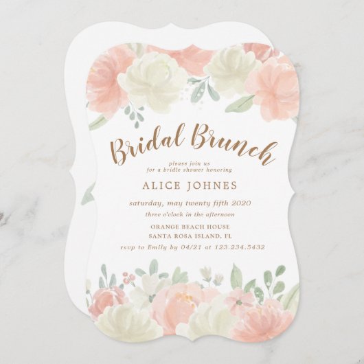 Lente Licht Bloemen Bruids Brunch Uitnodiging (Voorkant / Achterkant)