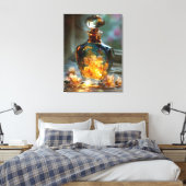 Lente Licht in een Fles - Gloeiende Bloemenparfum Canvas Afdruk (Insitu (Slaapkamer))
