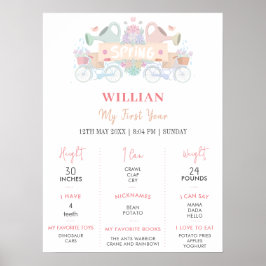 Lente lichte kleur 1 jaar geboortedag poster