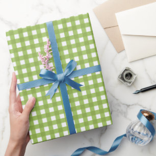 Lente lichtgroene gingham cadeaupapier