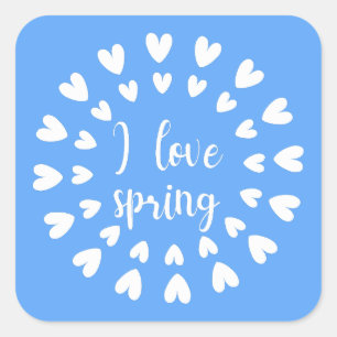 Lente liefde, kleine harten vierkante sticker