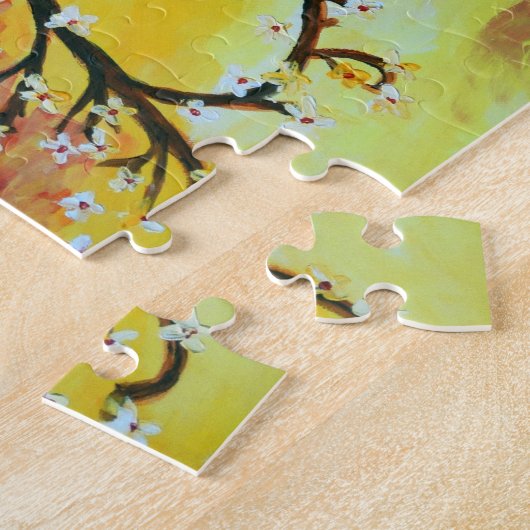 Lente liefde, vogels en bloesems legpuzzel (Zijkant)