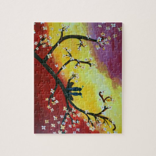 Lente liefde, vogels en bloesems legpuzzel (Verticaal)