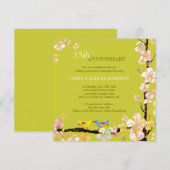 Lente Liefdes Vogels 35e Huwelijksverjaardag Kaart (Voorkant / Achterkant)