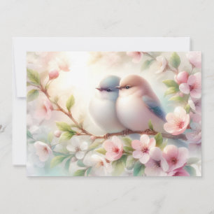 Lente Liefdes Vogels Kersenbloesem Bloemstuk Feestdagenkaart