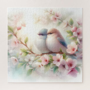 Lente Liefdes Vogels Kersenbloesem Bloemstuk Legpuzzel