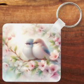Lente Liefdes Vogels Kersenbloesem Bloemstuk Sleutelhanger (Achterkant)