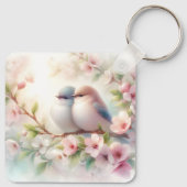 Lente Liefdes Vogels Kersenbloesem Bloemstuk Sleutelhanger (Achterkant)