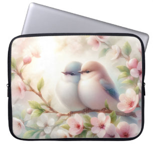 Lente Liefdesvogels Kersenbloesem Bloemstuk Laptop Sleeve