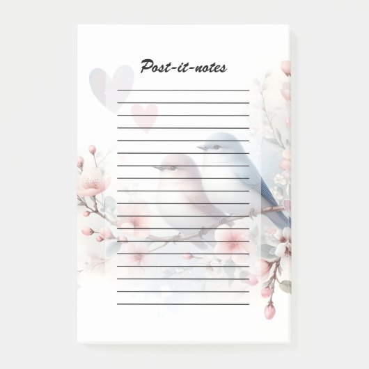 Lente Liefdesvogels Kersenbloesem Bloemstuk Post-it® Notes (Voorkant)