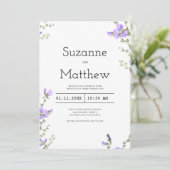 Lente lila groene wilde bloem boho tuin bruiloft kaart (Staand voorkant)