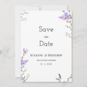 Lente lila groene wilde bloementuin Save the Date Kaart (Voorkant)