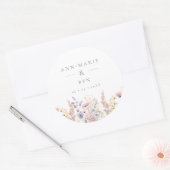Lente Lila Wildbloemen Bruiloft Ronde Sticker (Envelop)