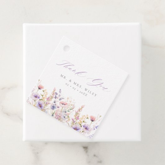 Lente Lila Wildbloemen Dank u bruiloft Bedankjes Labels (In situ)
