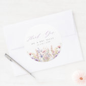 Lente Lila Wildbloemen Dank u bruiloft gunst Ronde Sticker (Envelop)