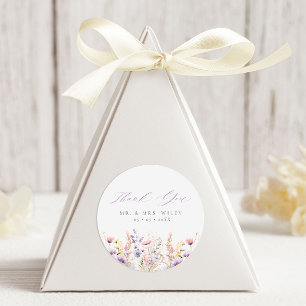 Lente Lila Wildbloemen Dank u bruiloft gunst Ronde Sticker
