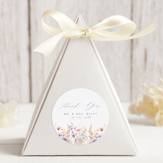 Lente Lila Wildbloemen Dank u bruiloft gunst Ronde Sticker