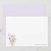 Lente Lila Wildbloemen gepersonaliseerd Notitiekaartje (Voorkant / Achterkant)