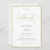 Lente Lily van de Valley Gold Calligraphy Wedding Kaart (Voorkant)