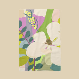 Lente Magnolia Kleurblokken Bloemist Theedoek