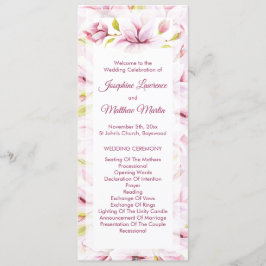 Lente Magnolia's Bloemen Huwelijksceremonie Programmakaart