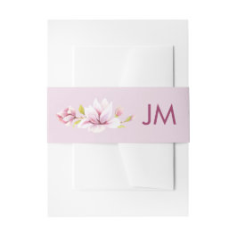 Lente Magnolia's Monogram Bloemen Bruiloft Uitnodigingen Wikkel