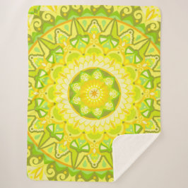 Lente Mandala Gezellig Groen Geel Bloem Boho Sherpa Deken