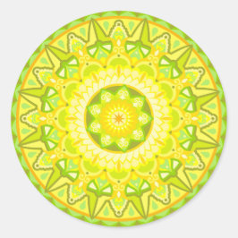 Lente Mandala Groen Geel Bloemig Esthetisch Boho Ronde Sticker