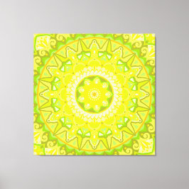 Lente Mandala Groen Geel Boho Bloem Canvas Afdruk