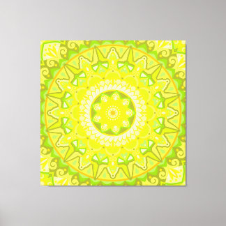 Lente Mandala Groen Geel Boho Bloem Canvas Afdruk