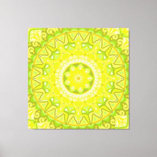 Lente Mandala Groen Geel Boho Bloem Canvas Afdruk (Voorkant)