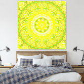 Lente Mandala Groen Geel Boho Bloem Canvas Afdruk (Insitu (Slaapkamer))