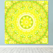 Lente Mandala Groen Geel Boho Bloem Canvas Afdruk (Insitu (Houten vloer))