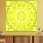 Lente Mandala Groen Geel Boho Bloem Canvas Afdruk (Insitu (Woonkamer))