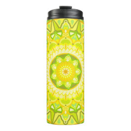 Lente Mandala Reizen Groen Geel Bloem Boho Thermosbeker