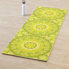 Lente Mandala Yoga Groen Geel Bloem Fitness Yogamat