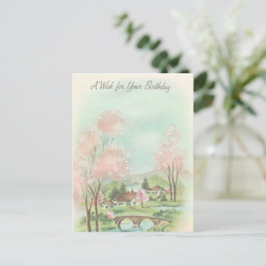  Lente Meadow Birthday Wish Briefkaart (Staand voorkant)