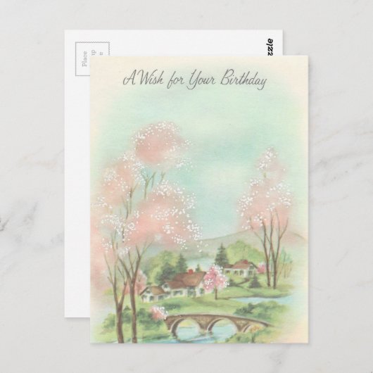  Lente Meadow Birthday Wish Briefkaart (Voorkant / Achterkant)