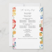 Lente Meerkleurige Bloemen Huwelijksprogramma Kaart (Achterkant)