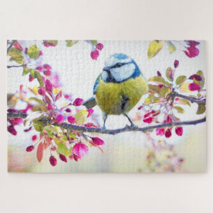 Lente Mees Vogel Lente Blauw Natuur Tak Legpuzzel