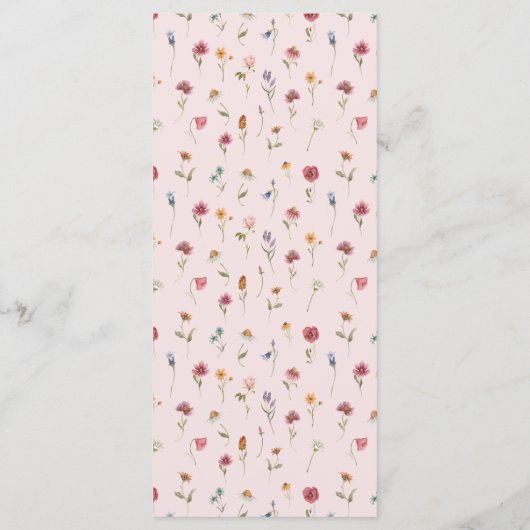 Lente Meisje Baby Shower Kleine Wilde Bloem Menu (Achterkant)